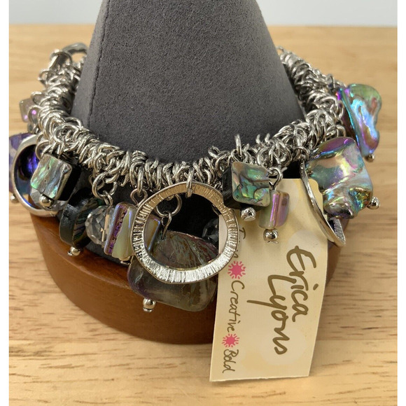Erica Lyons Charm Bangle Bracelet Multicolor Crystals/Stones Fashion Jewelry - Picture 7 of 11